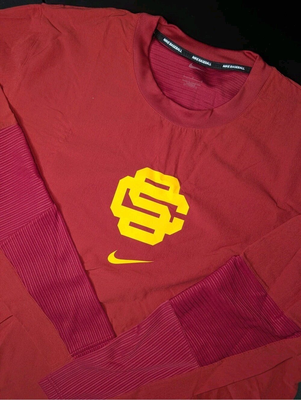 USC Southern California Baseball Warmup Long Sleeve Shirt Nike Large Red